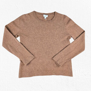 J Crew Camel Tan Teddie Wool Blend Classic Pullover Crewneck Sweater Size Large